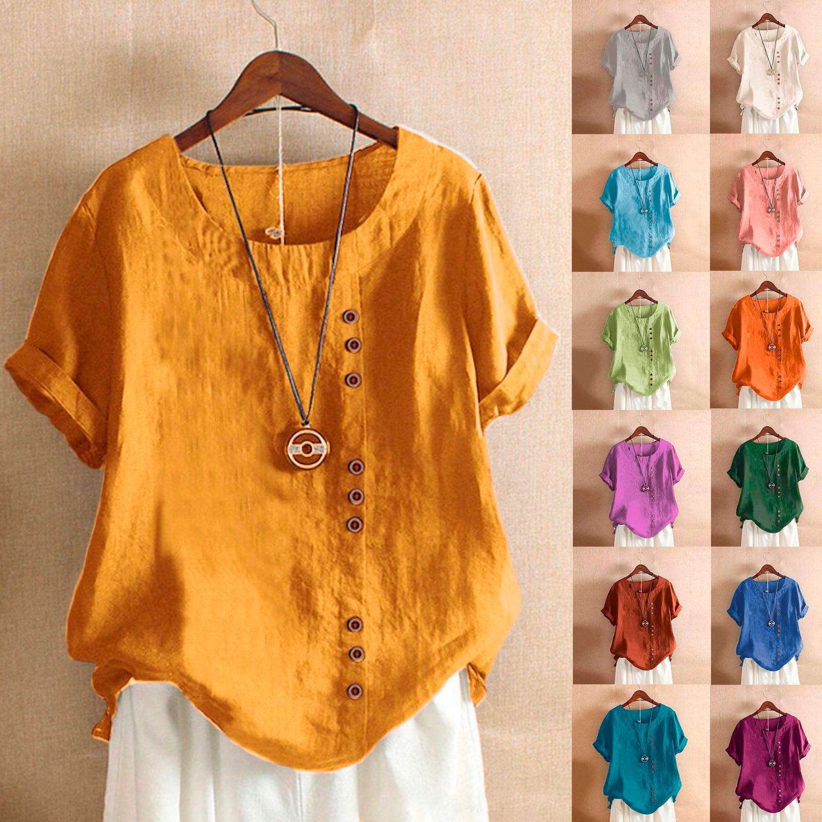 Curated visual reference: Picture Idea: Blouse For Women Solid Color Round Neck Raglan Sleeve Hem