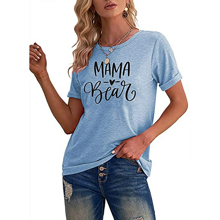 Blouse Letter Print Graphic T-Shirt Short Sleeve Summer Crew Neck Fitted  Casual Tops 