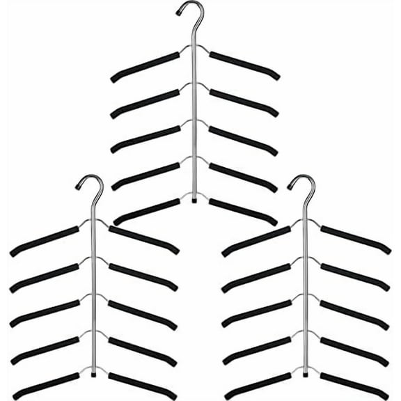 Blouse Tree Hangers Multi-Layer Clothes Hangers 3 Pack 5 in 1 Non Slip Space Saving Closet Organizer Stainless Steel Shirt Hanger Coats HangerBlack$$Home Decor, Kitchen, & Other