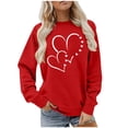 thumbnail image 1 of Blouse Tunics for Womens Fall Loose Fit Crewneck Long Sleeve Cap Drop Shoulder Zipperless Love Printed Pullover Ribbed Knit Top Pullovers(Red,S), 1 of 7