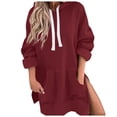 thumbnail image 1 of Blouse Tunics for Womens Fall Winter Basic Hooded Long Sleeve Bubble One Shoulder Hoody Plain Pullover Cotton Sweatshirt(,L), 1 of 4