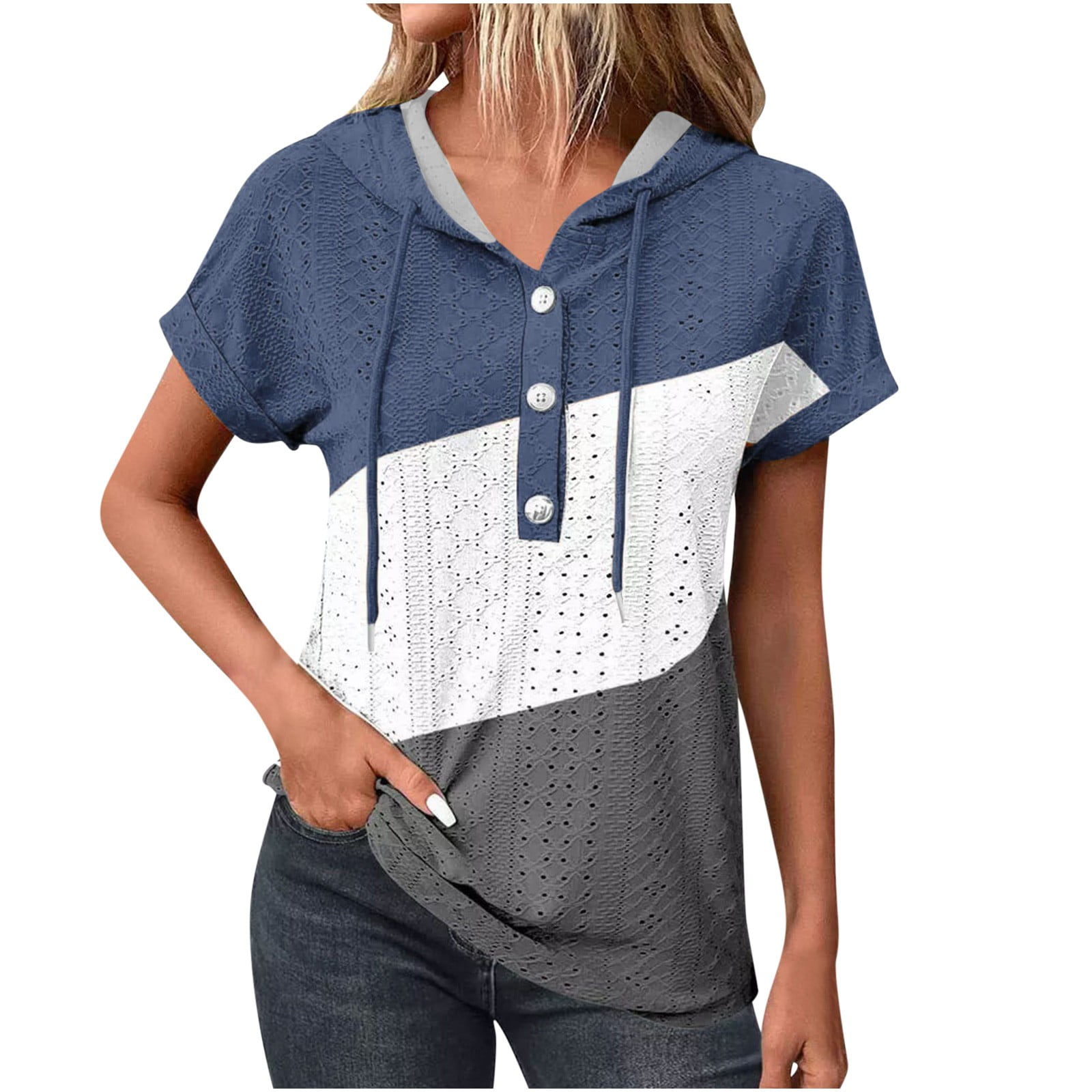 Blouse for Women Short Sleeves Square Neck T Shirt Casual Oversized