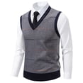 thumbnail image 1 of Blouse for Men Plus Size Sleeveless Plaid British Style V-Neck Elastic Winter Padded Knit Sweater Tank,Mens Tops Dark Gray XL, 1 of 5