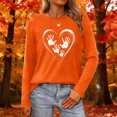 thumbnail image 1 of Blouse for Women Long Sleeved Printed Round Neck Loose Casual T-shirt,Tops for Women Orange XXXL, 1 of 6