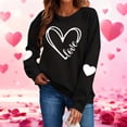 thumbnail image 1 of WHLBF Blouse for Women Long Sleeved Round Neck Hearted Printed Sweatshirts Black XL, 1 of 9