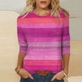 thumbnail image 1 of Blouse for Women Plus Size 3/4 Sleeve Round-Neck Print Casual T-shirt Blouse Hot Pink XXXXL, 1 of 5