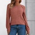 thumbnail image 1 of Blouse for Women Plus Size Lace Long Sleeved Round-Neck Solid Color Patchwork T-Shirt Pullover Blouse Watermelon Red XXL, 1 of 5