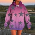 thumbnail image 1 of Blouse for Women Plus Size Long Sleeve Hooded Gradient Star Printed Casual Blouse Sweatshirts Pink XXL, 1 of 5