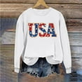 thumbnail image 1 of Blouse for Women Plus Size Long Sleeve Printed Round Neck Independence Day Casual Sweatshirts White XXXL, 1 of 5