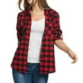 thumbnail image 1 of Blouses Button-Down Shirts for Women Crewneck Christmas Long Sleeve Winter Fall Clothes Plaid Jacket Casual T-shirt Tops, 1 of 7