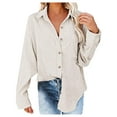 thumbnail image 1 of Blouses Button-Down Shirts for Women Long Sleeve Casual V Neck Corduroy95%polye Casual Blouse Coat Tops, 1 of 5