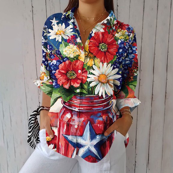 Blouses For Women Dressy Casual 3/4 Length Sleeve Womens Tops Trendy Summer Spring Shirts  Red M