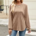 thumbnail image 1 of Blouses For Women Dressy Casual Fashion Long Sleerainbowe Pleated Ruffles Top Wrinkle Khaki Casual Summer Tops XL, 1 of 3