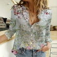 thumbnail image 1 of Blouses For Women Dressy Casual Floral Print Button Down Shirt, Lightweight Long Sleeve Casual Spring Summer Blouse 1pc , Beige 4XL, Size S-6XL, 1 of 5