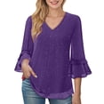 thumbnail image 1 of Blouses For Women Dressy Casual Sevevn Women's Dressy Blouses Ruffle 3/4 Sleeve Peplum Sparkly Tops, 1 of 2
