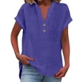 thumbnail image 1 of Blouses For Women Fashion Casual V Neck Button Short Sleeve T Shirt Womens Tops, 1 of 5
