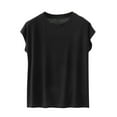 thumbnail image 1 of Blouses For Women, Womens Cotton T Shirts Soft Comfy Round Neck Cap Sleeve Shirts Summer Casual Loose Fit Lounge Tops Plain Basic Tees, 1 of 9