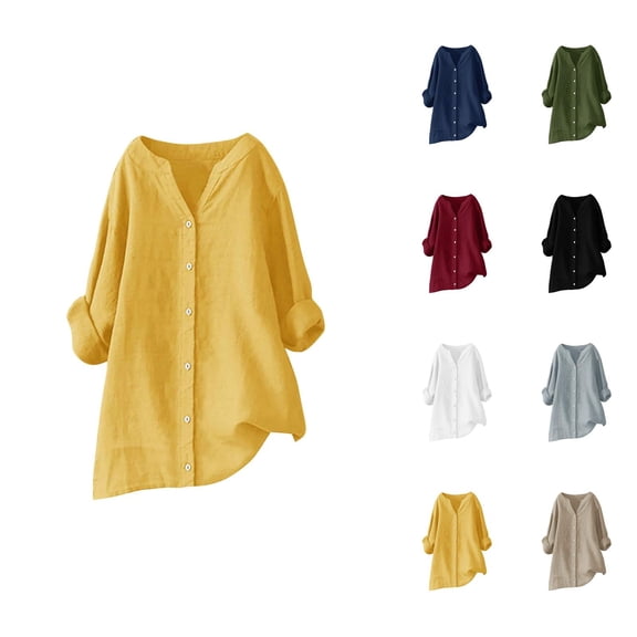 Blouses for Women – Business Casual Blouse Long Sleeve Tunic Tops for Office, Meetings or Wedding Guest Womens Loose Buttons Down Blouse Tops Solid Casual Long Sleeve Shirt Blouse