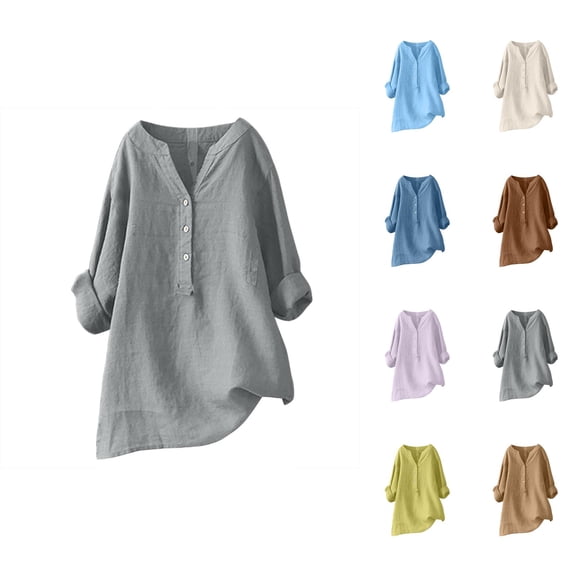 Blouses for Women – Chiffon V Neck Blouse Ruffle Sleeve Dressy Tops for Date Night, Office or Summer Events Loose Button Down Blouse Tops Stand Solid Sleeve Long Casual Women Shirt Women's Blouse