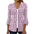 thumbnail image 1 of Blouses for Women 3/4 Sleeve T-Shirt Open Front Cardigan Outerwear Vintage Printing Blouse Pullover Ladies Summer Tunic Tops for Work Office, 1 of 1