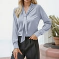 thumbnail image 1 of Blouses For Women Dressy Bow Tie Neck Long Sleeve Work Shirt Formal Casual Wear Button up Blouse for Women Woman with Patterns Summer Tops for Women Women's Tops Short Sleeve Ling Sleeve Shirt Women, 1 of 3