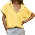 Blouses for Women Dressy Casual,Casual V Neck Solid Color Buttondown