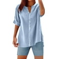 thumbnail image 1 of Blouses for Women Dressy Casual Casual Women's Shirt With Button Design For Everyday Wear Athletic Shirts Women Long Sleeve 2x Shirts Plaid Lace Shirt Soft plus Tunic Tech Medium Neon Wolf Blue XL, 1 of 4