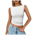 thumbnail image 1 of Blouses for Women Dressy Casual Fashion Ladies Going Out Casual Vest Spring Basic Cute 2024 Sleeveless Fashion Vest for Girls Size 1 Crop Tops in Bulk Camera Top with Bra Girls Clothes Women S White L, 1 of 5