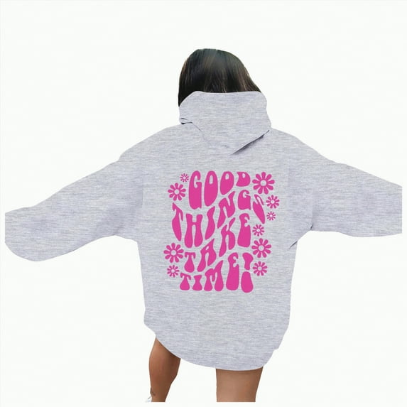 Blouses for Women Dressy Casual Long Sleeve Winter Loose Fit Hooded Mitten Cold Shoulder Drawstring Floral Leisure Sweatshirt Letters Loose Fit Hooded Sweatshirts Long Sleeves Pockets Pullovers