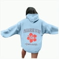 thumbnail image 1 of Blouses for Women Dressy Casual Long Sleeve Winter Loose Fit Hooded Mitten Cold Shoulder Drawstring Floral Leisure Sweatshirt Letters Loose Fit Hooded Sweatshirts Long Sleeves Pockets Pullovers, 1 of 6