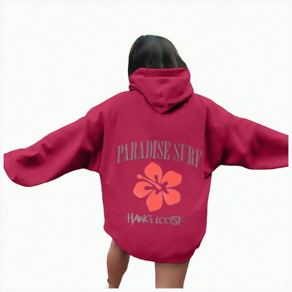 Blouses for Women Dressy Casual Long Sleeve Winter Loose Fit Hooded Mitten Cold Shoulder Drawstring Floral Leisure Sweatshirt Letters Loose Fit Hooded Sweatshirts Long Sleeves Pockets Pullovers