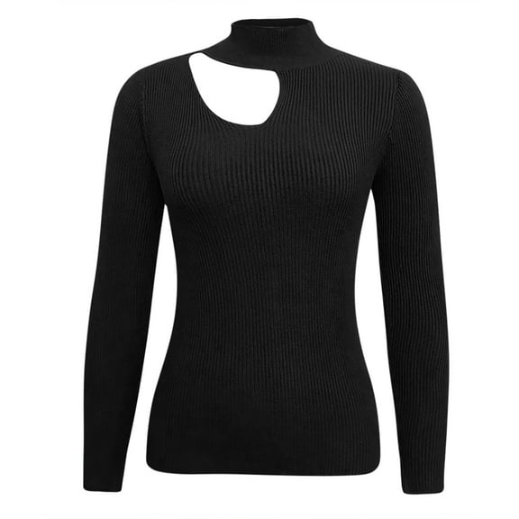 Blouses For Women Dressy Casual Semi High Neck Openwork Knitted Bottoming Shirt Elegant Lace Detail Breathable Stretch Pullover Soft Comfortable Top Black Womens Blouses Size Xl