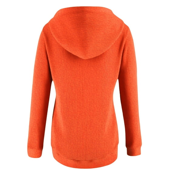 Blouses For Women Dressy Casual Spring And Autumn Sweatshirt With Buttons Baggy Loose Fit Soft Double-Sided Fabric Pocket Design Casual Chic Style Orange Womens Blouses Size 3Xl