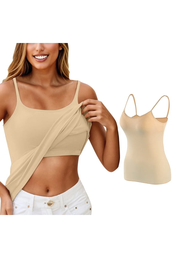Blouses for Women Dressy Casual Suspender Vest Female Yoga Bottoming Underwear Camisole with Bra Shelf Outdoor Apparel Undershirt Dance Wear Tops Business Blouses Women Cute Woman Tops Fal Beige M
