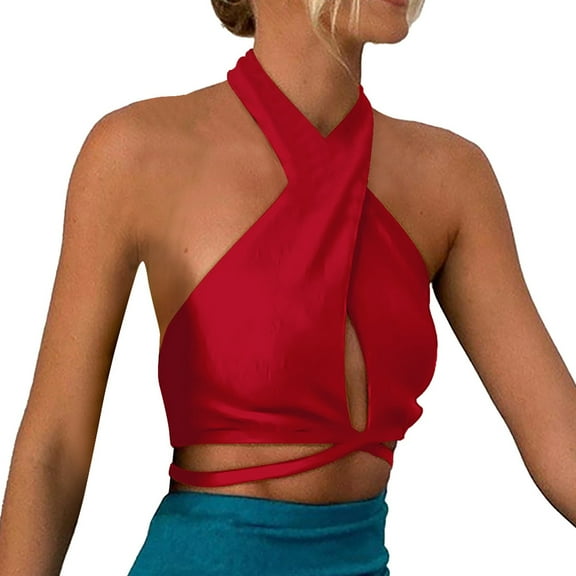 Blouses for Women Dressy Casual Women Casual Solid Vest Tank Shirt Sleeveless Slim Neck Backless Tops Tunics Cycle Tops for Deep Neck Top Crop Small Yoga Yoga Top Girls Size 1 Crap Sexy Foam Red S