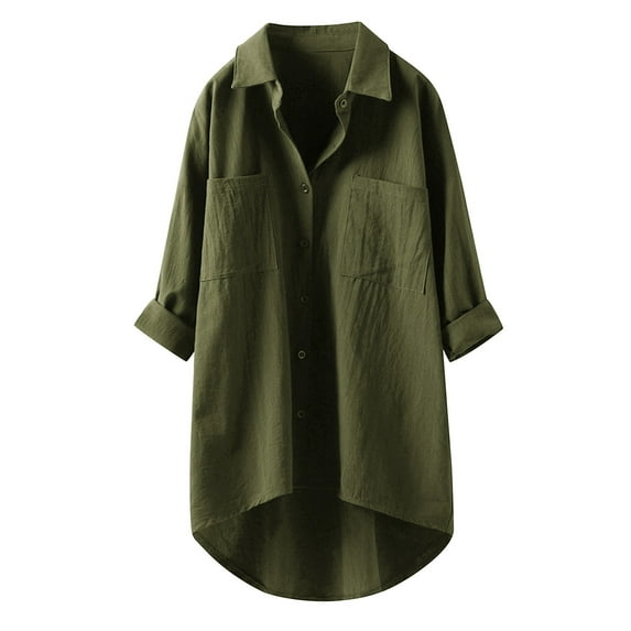 Blouses for Women Dressy Casual Womens Button Down Shirts Solid Classic Long Sleeve Work Blouses Tops Short Sleeve Lace Shirts for Women Smalls T Shirt Fitted Blouse 2xl V Neck Womens Athlet Green 3XL