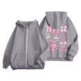 thumbnail image 1 of Blouses for Women Dressy Fall Oversized Hooded Long Sleeve Kimono Off the Shoulder Zipper Butterfly Print Leisure Polyester Hoodies Sweatshirts(Grey,XL), 1 of 4