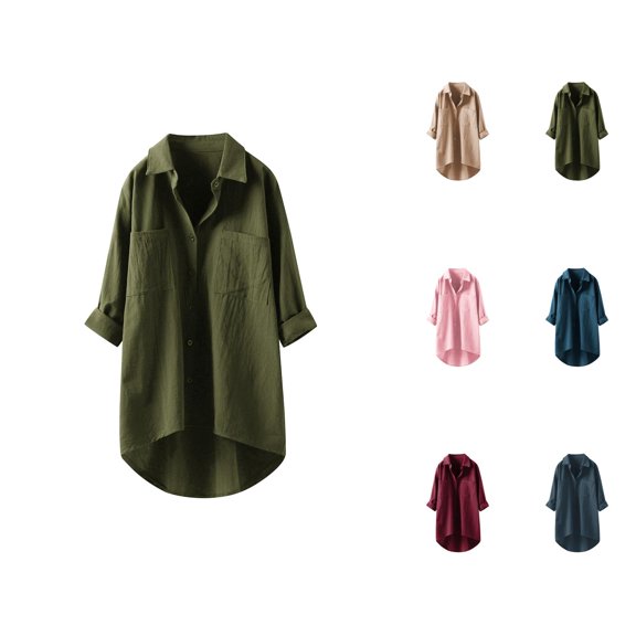 Blouses for Women – Elegant Blouse with Button Down Front Long Sleeve Office Tops Business Professional Shirts Womens Button Down Shirts Solid Classic Long Sleeve Work Blouses Tops