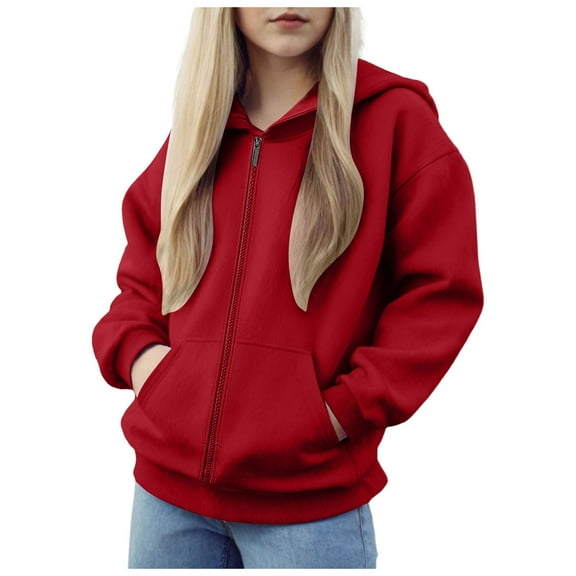 Blouses for Girls Size 10-12 Girls Zip Up Cropped Hoodies Teen Casual Long Sleeve Full-Zip Sweatshirts Jackets with Pockets Boys Sweatshirts 14-16