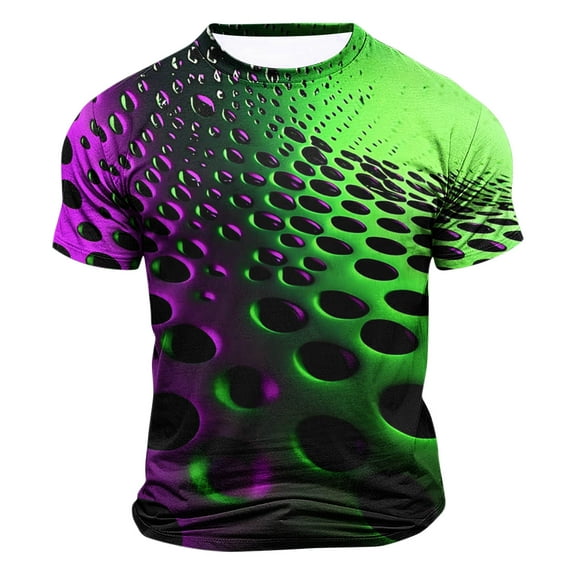 Blouses for Men Plus Size under $5 Short Sleeve Round-Neck Casual Print Sports Shirts Green XXXXL