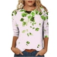 thumbnail image 1 of Blouses for Women 3/4 Sleeve Crew Neck Solid Color Shirts Casual Fashion Tops, 1 of 5