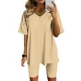 thumbnail image 1 of Blouses for Women,Blouses for Women Fashion,Women Fashion V-Neck Blouse Short Sleeve Tops Shorts Casual Suit Sets,Womens Short Sleeve Tops, 1 of 4