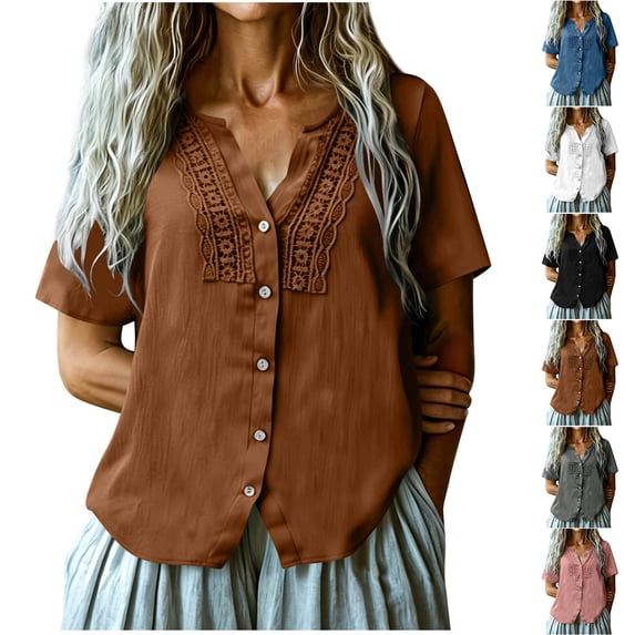 Blouses for Women Business Casual Ndbuld Women's Spring Summer Solid ...