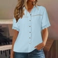 thumbnail image 1 of Blouses for Women Button Down Casual Lace sleeve Short Sleeve Shirts Summer Trendy Tops Womens Tunic Tops T Shirts, 1 of 5