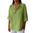thumbnail image 1 of Blouses for Women Button Front Linen Style Loose Fit Three Season Daily Casual Short Sleeve Top Womens Tops, 1 of 6