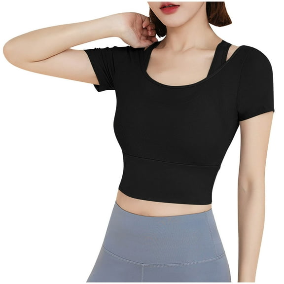 Blouses for Women Casual OverSolid Round-Neck Hooded Short Sleeve Blouse T-Shirts