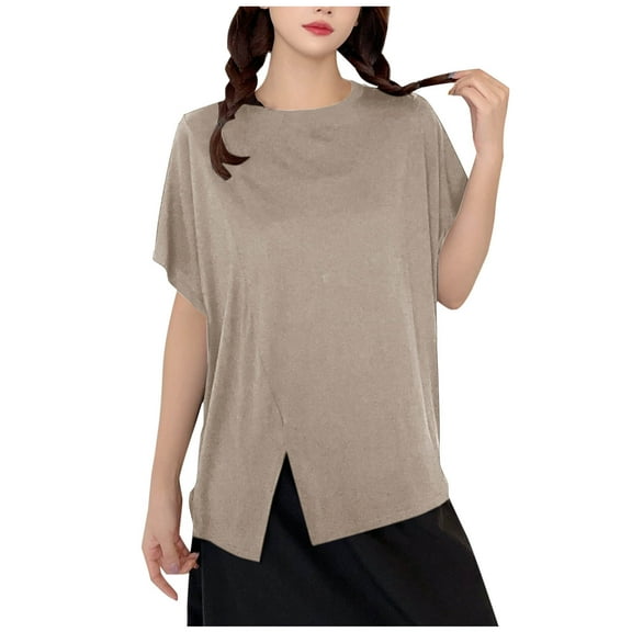 Blouses for Women Casual Solid Color Short Sleeve T Shirt Round Neck T Shirt Home Bottom Tank Plus Size Womens Tops Short Sleeve Shirts for Women