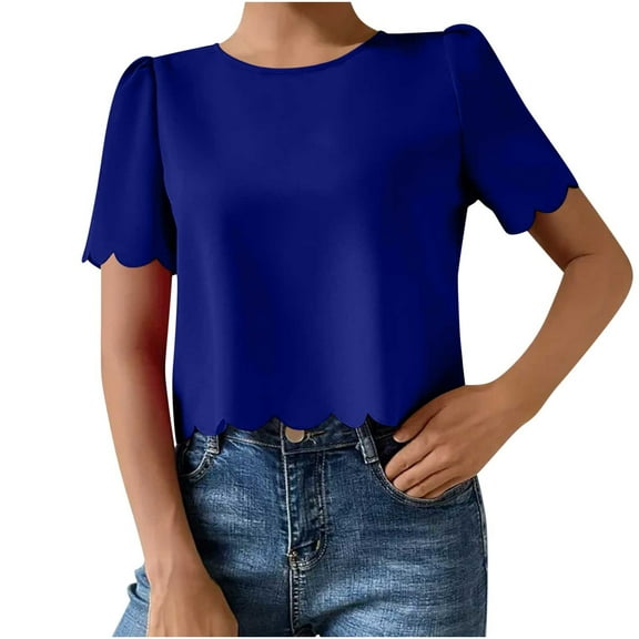Blouses for Women Casual Solid Color Short T Shirt Top Plus Size Womens Tops Short Sleeve Shirts for Women