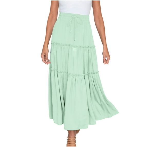 Blouses for Women Clearance,Womens Blouse,Fashion Women Solid Casual Ruched Ruffles Elastic Waist Skirts,Shirts for Women