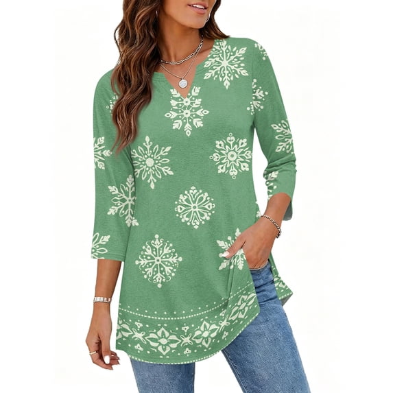 Blouses for Women Dressy Casual 3/4 Length Sleeve Womens Tops Fashion Shirts